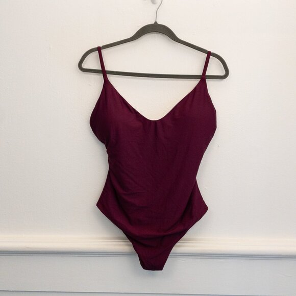 Other - Burgundy One Piece Swimsuit Lined Adjustable Straps No Tags Minimalist Style